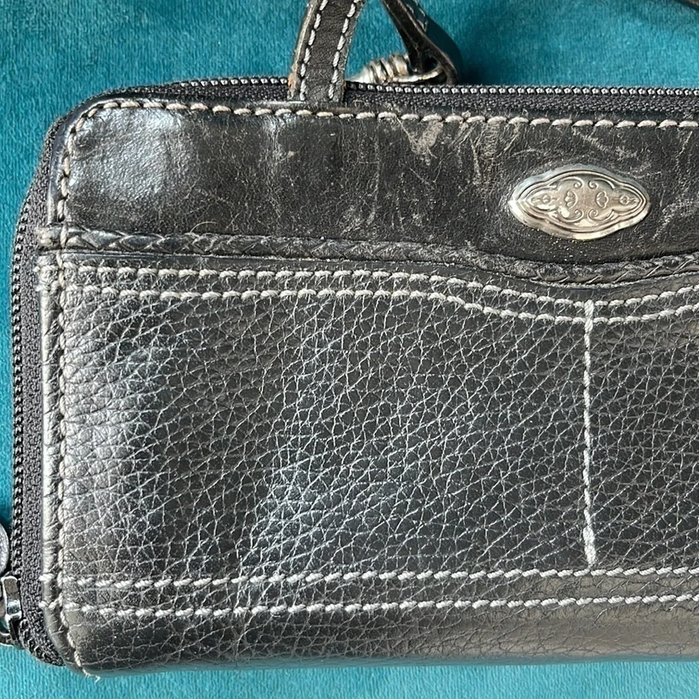Brighton Vintage Leather Wallet/Wristlet w Crossbody Strap— multi compartments! - Picture 7 of 11
